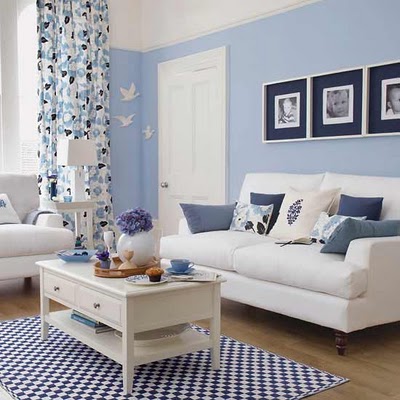 Blue Living Room  Decorating With Cushions